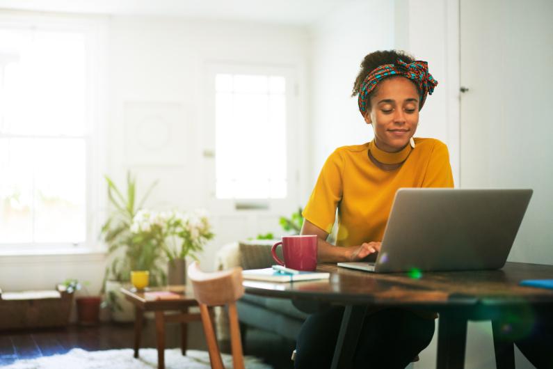 Woman using a laptop