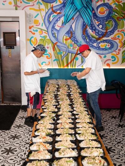 Food being prepared by Rethink Food teammates.