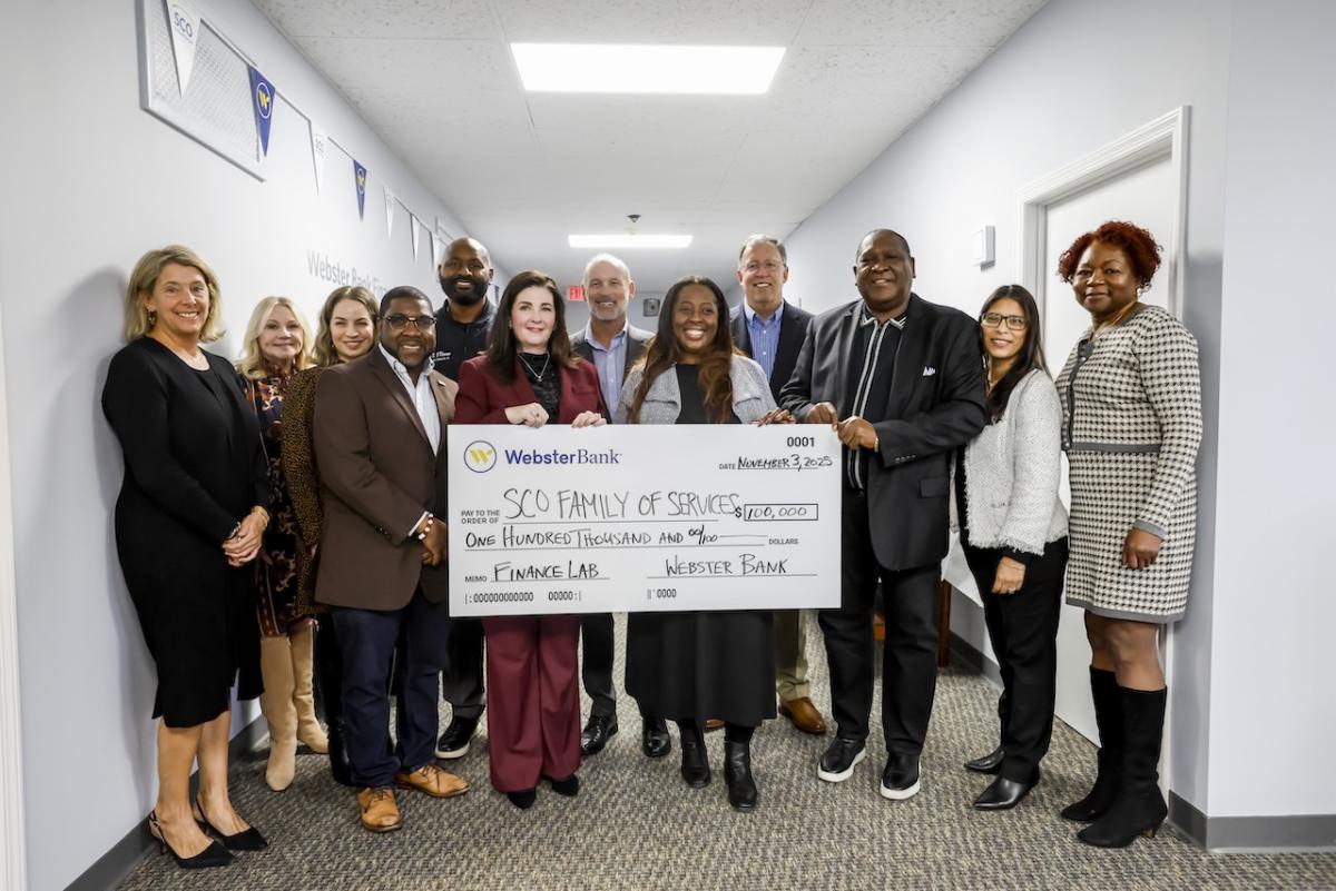 Group photo of representatives from SCO and Webster Bank.