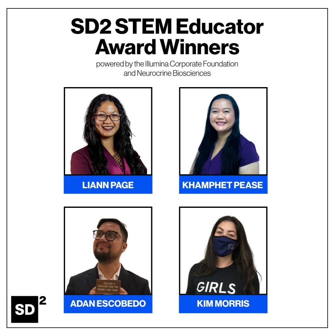 headshots of the four SD2 STEM Educator Award Winners