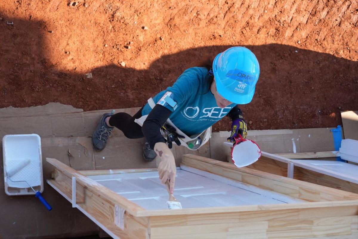 SEE employee helping to paint a house