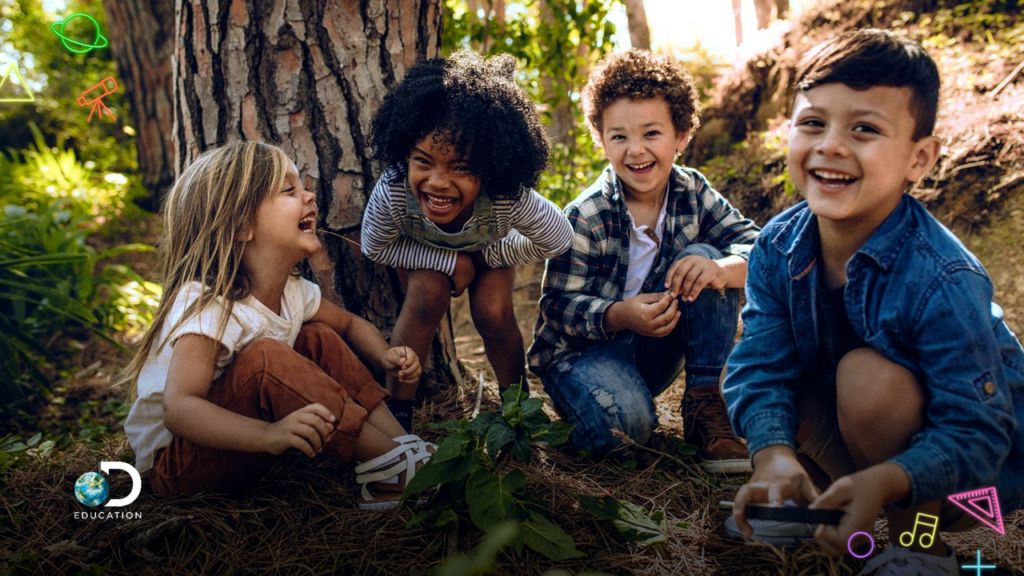 Group of children playing outside
