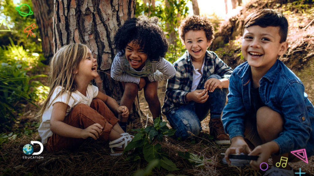 Group of children playing outside 