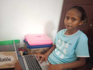 A child using a laptop