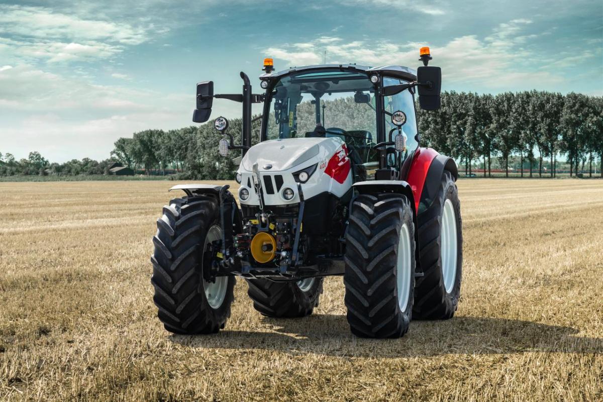A tractor in a field 