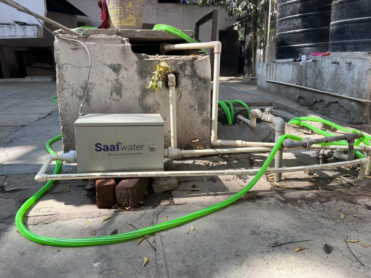 Saafwater box connected to plumbing.