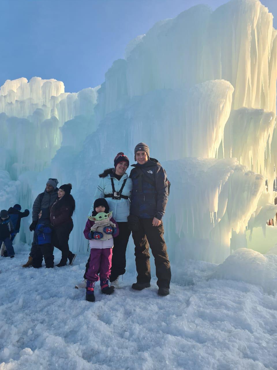 Family in front of a glacier