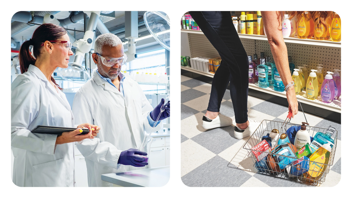 Science in action: two scientists shown in white lab coats.