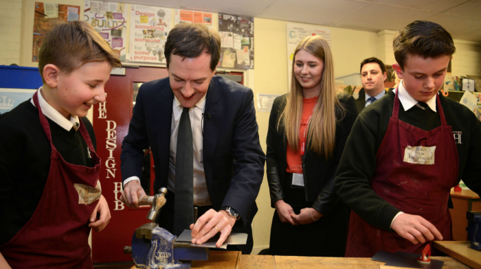George Osbourne, editor of the London Evening Standard, visited pupils at Hurworth School near Darlington