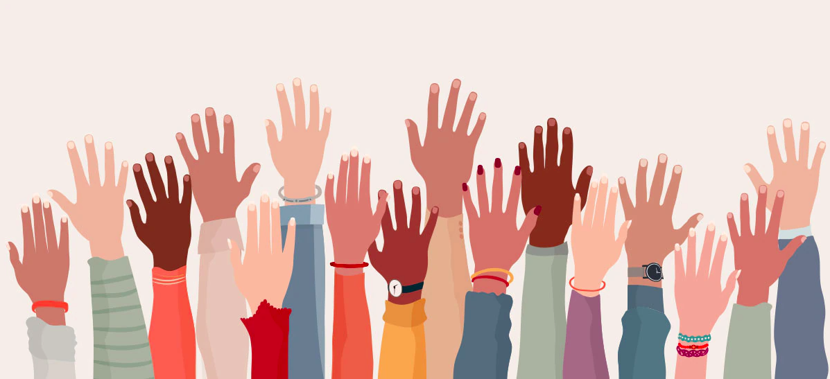 Illustration of raised hands