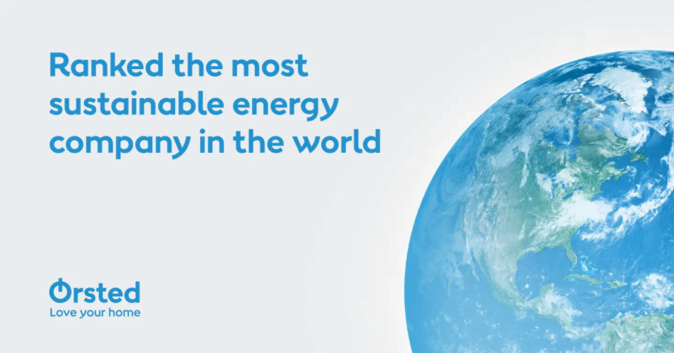 "Ranked the most sustainable energy company in the world" with logo