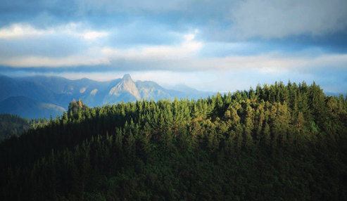 Mountain view with clouds