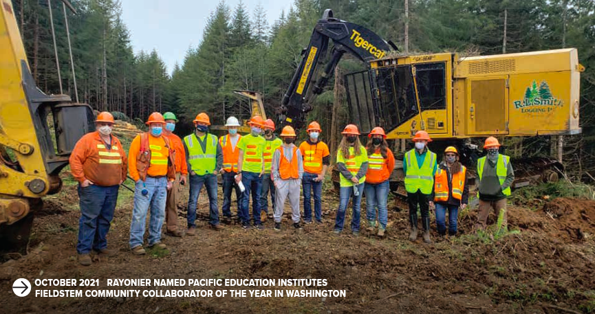 "October 2021 Rayonier Named Pacific Education Institutes Fieldsteam Community Collaborator of the Year in Washington"