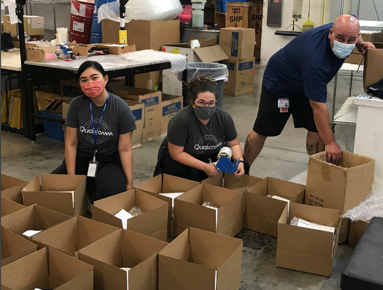 Qualcomm employees preparing things to ship
