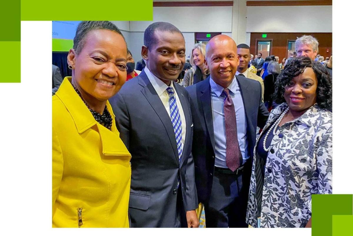 Shirley Sessions, Leroy, Bryan, and Lajuana pose for a group picture