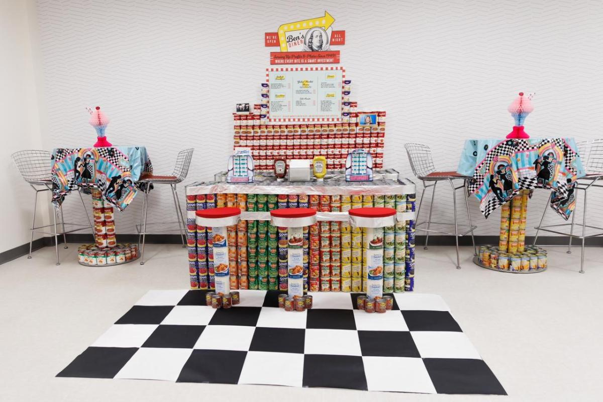 Short Hills CAN food drive sculpture.