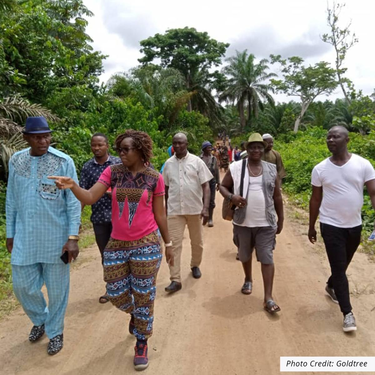 group of people walking on path