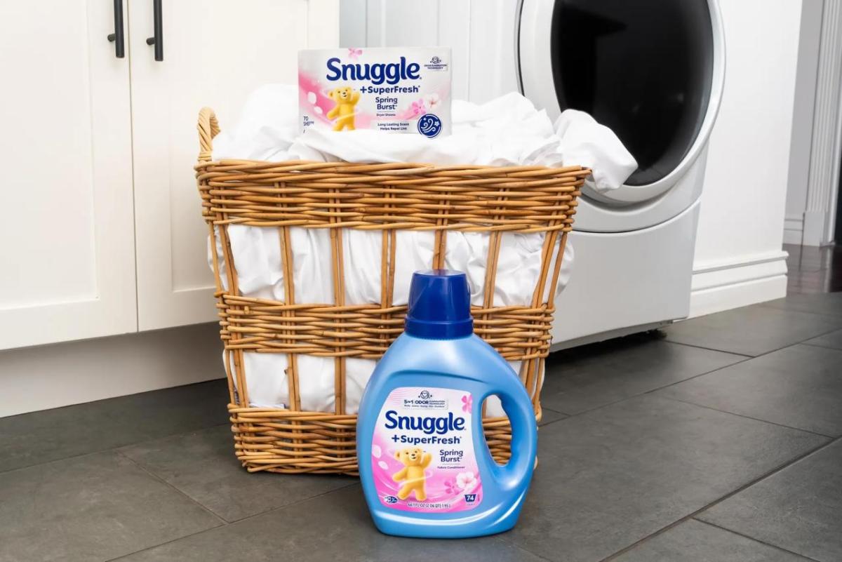 Snuggle products in laundry basket