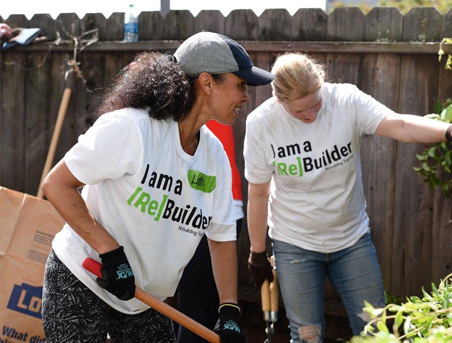 Rebuilding Together San Francisco volunteers work on the home of Alice, an 81-year-old homeowner who has lived in her home and community for nearly 30 years. Alice's home is one of more than 484 affordable homes nationwide that were built, renovated or repaired through the Wells Fargo Builds program over the past year.