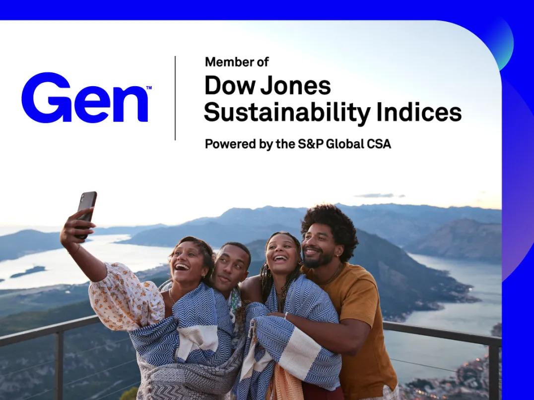 A group posed for a selfie, a mountain landscape in the background.