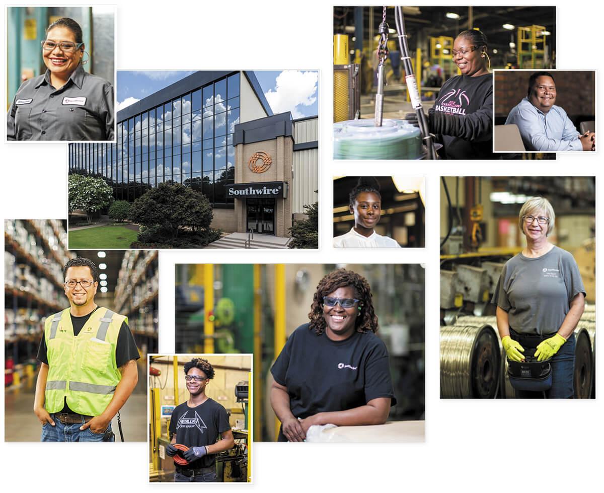 a photo collage of southwire employees