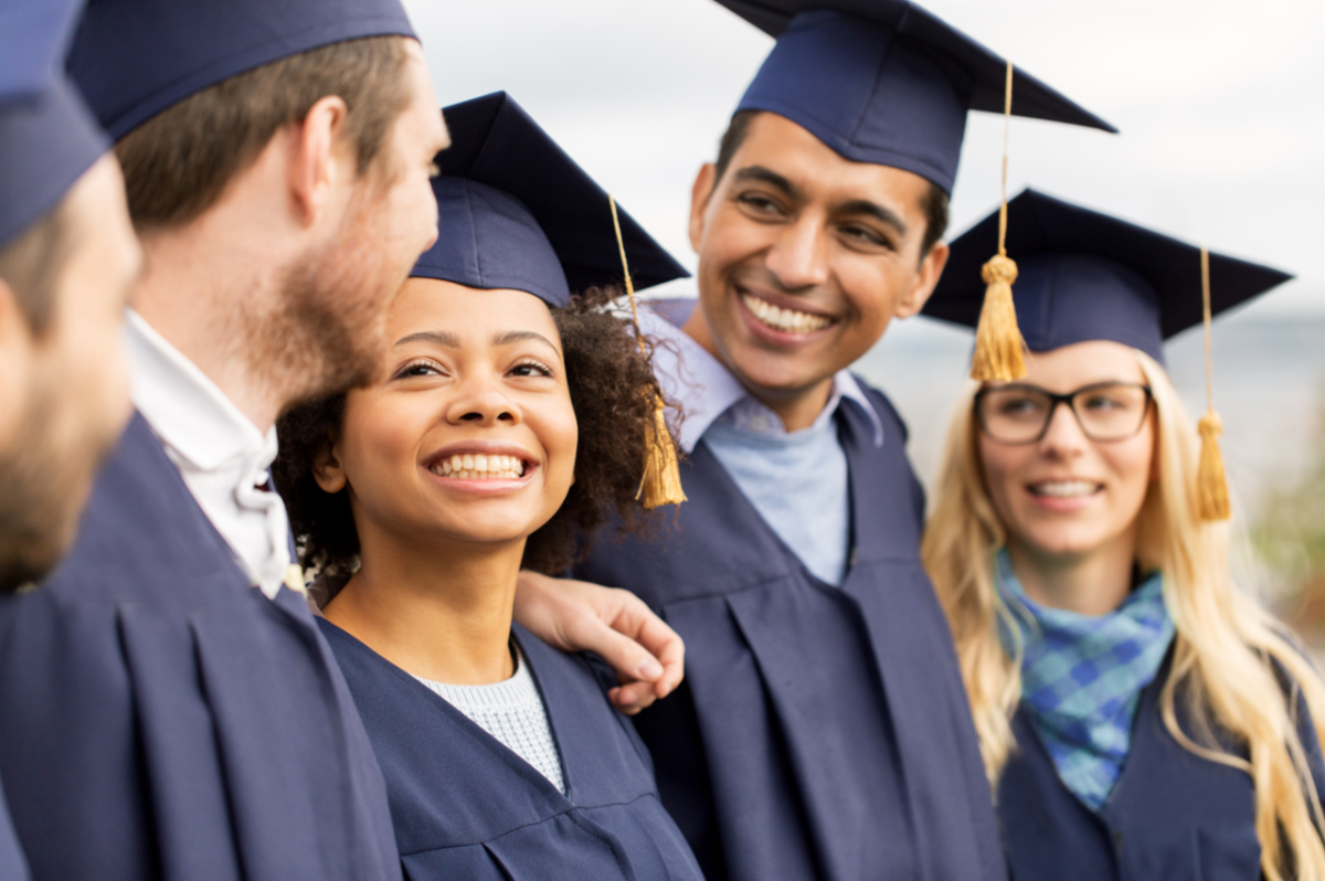 Students at graduation ceremony