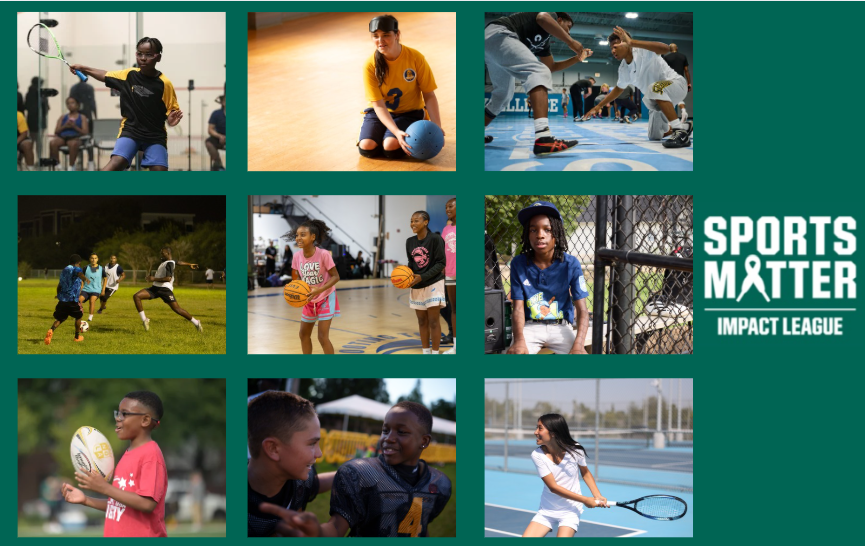 Sports Matter Impact League. Collage showing youth participating in sports.