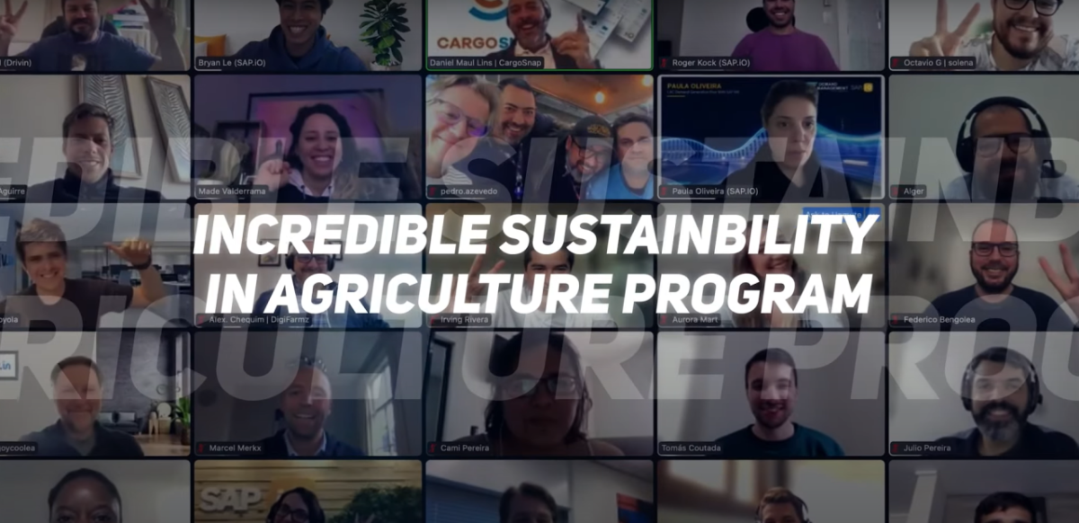 Image courtesy of Forbes "Incredible Sustainability in agriculture program" screenshot of many people in a virtual meeting.