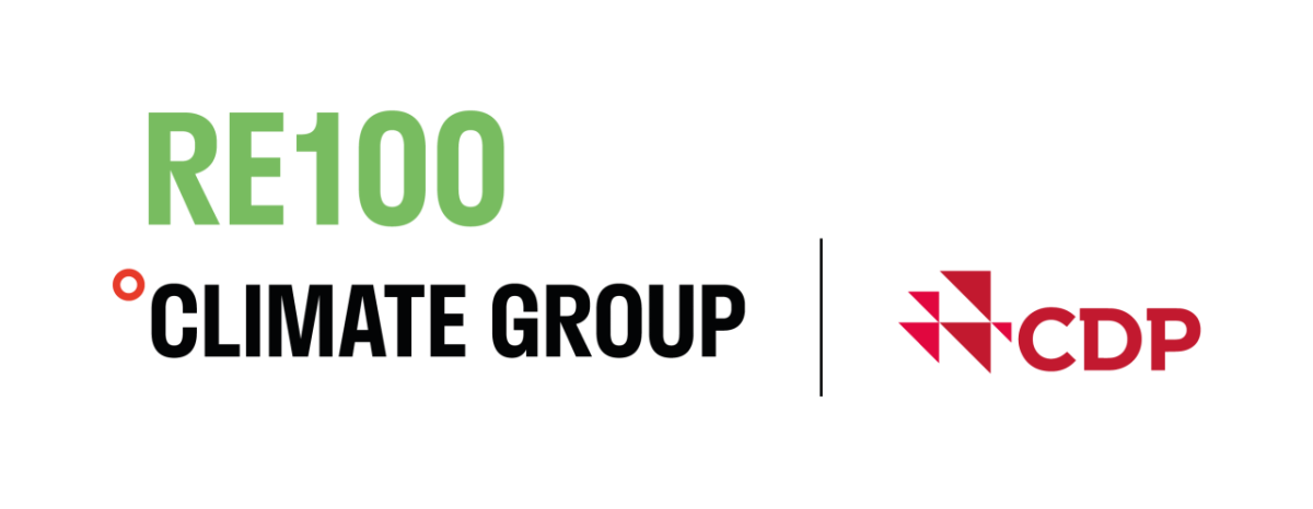 RE 100 Climate Group logo and CDP logo