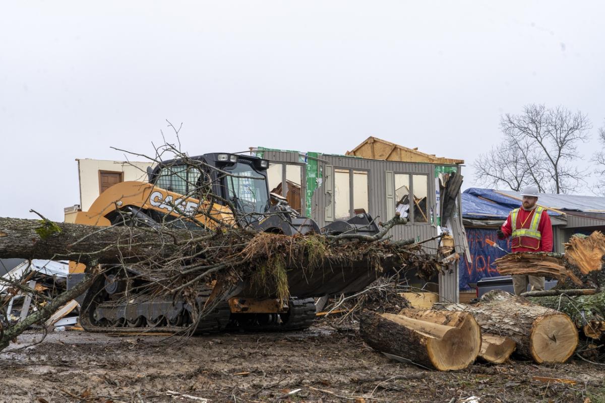 CASE Construction Equipment removing fallen trees