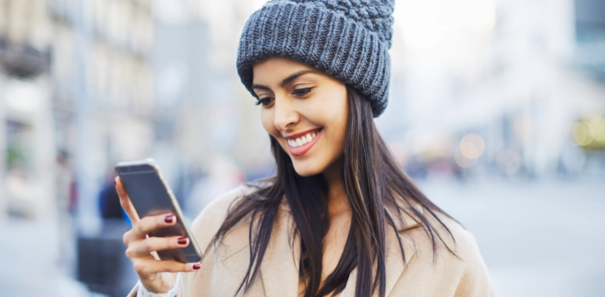 Woman looking at cell phone