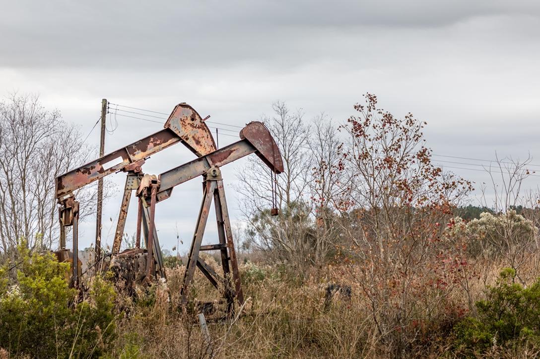 Abandoned oil wells in a field
