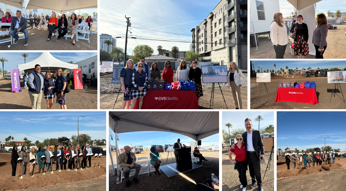 Photo montage of the ground breaking ceremony at the Moreland.