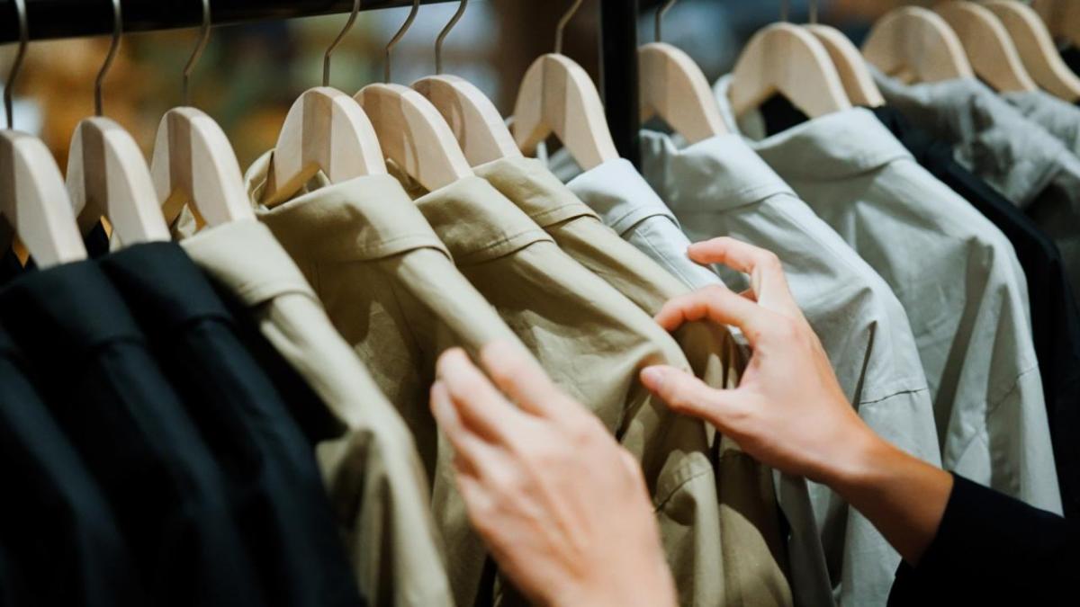 Close up of clothing rack