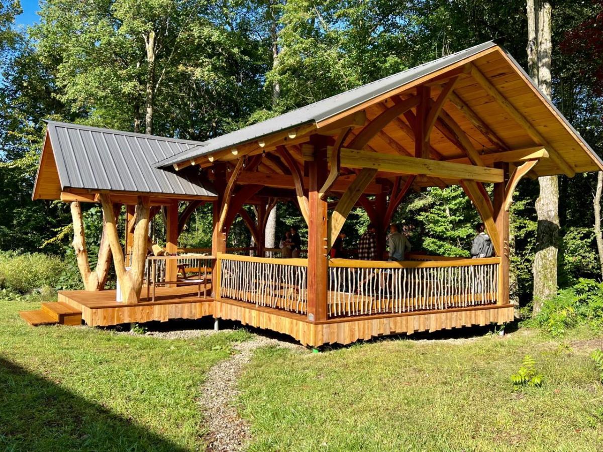 Outdoor classroom made of wood outside