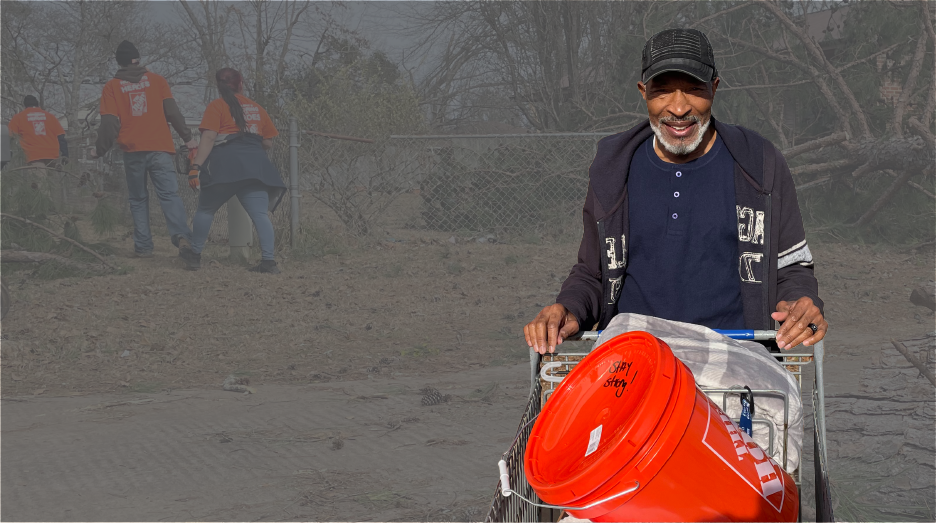 Home Depot volunteer with supplies.