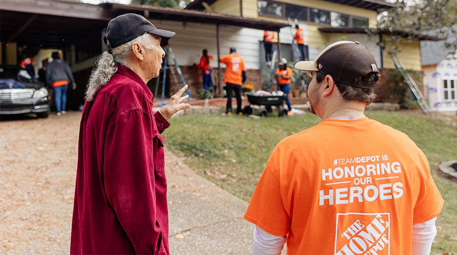 The Home Depot Foundation volunteers work on a house.