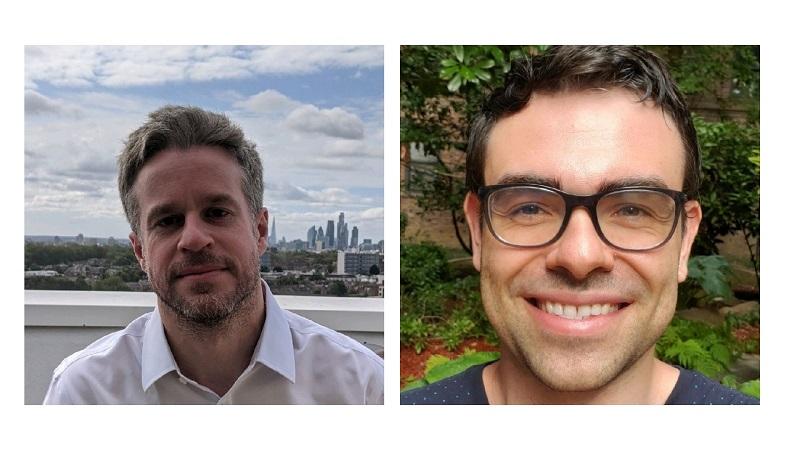 (L) Thomas Rowlands-Rees, BloombergNEF Manager for North America Research and (R) Garri Rivkin, Founder and Executive Director of The City Tutors Collage of two profiles of Thomas and Gerri
