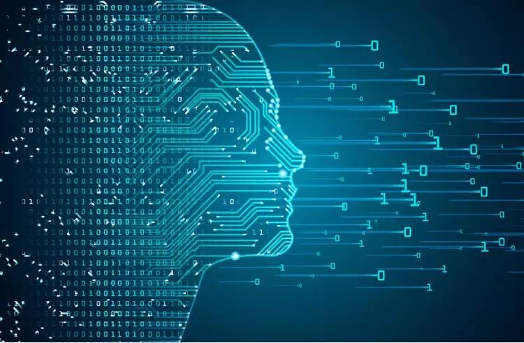 Illustration of a face made up of coding 