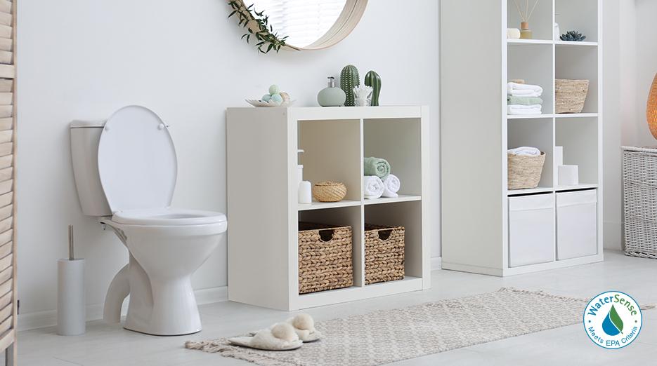 Bathroom shown with the WaterSense logo.