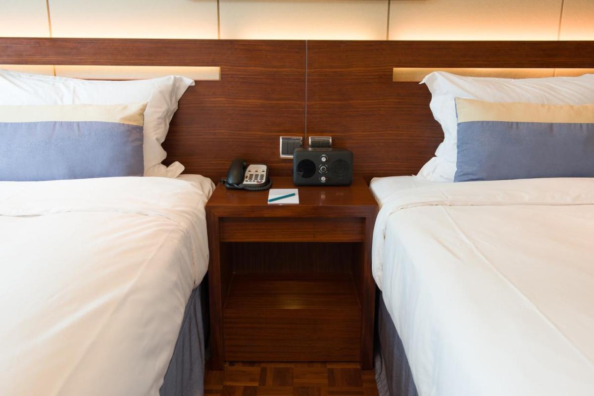 Hotel room with two beds