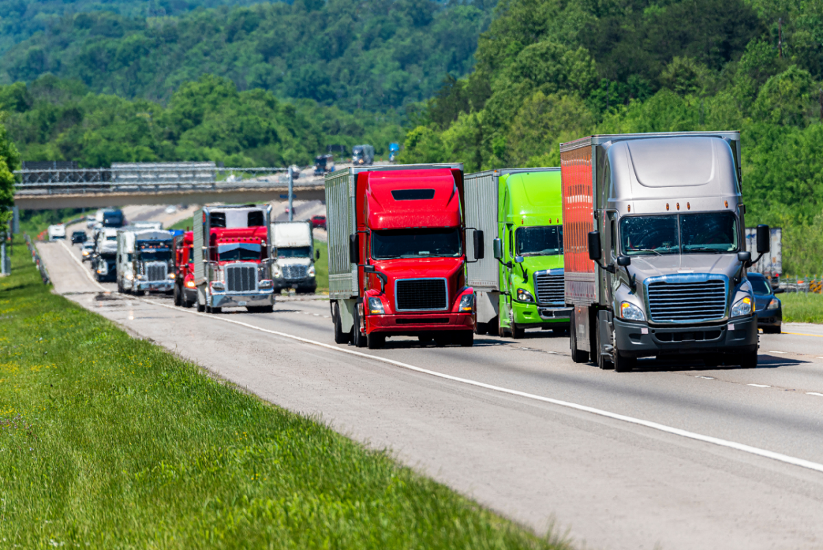 trucks driving on highway