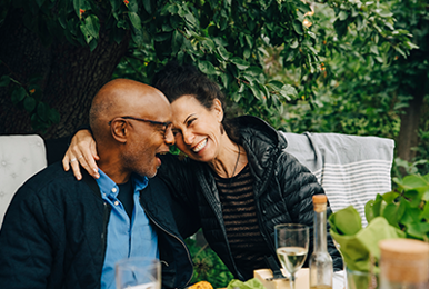 couple hugging and laughing