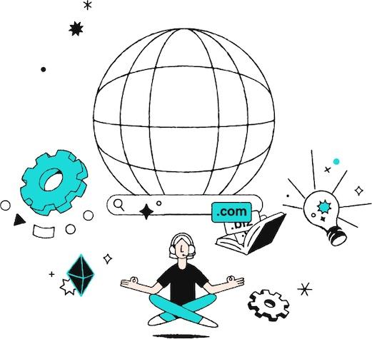 Illustration of a person wearing headphones seated cross-legged.