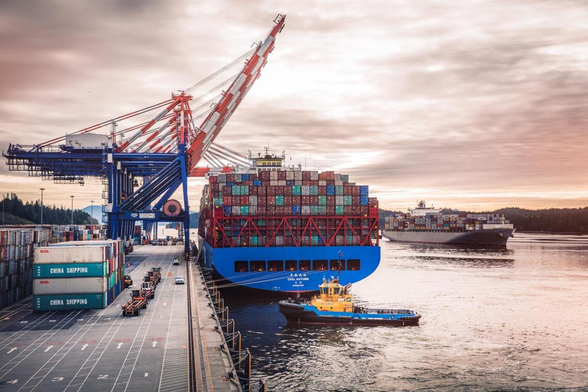container ship at port