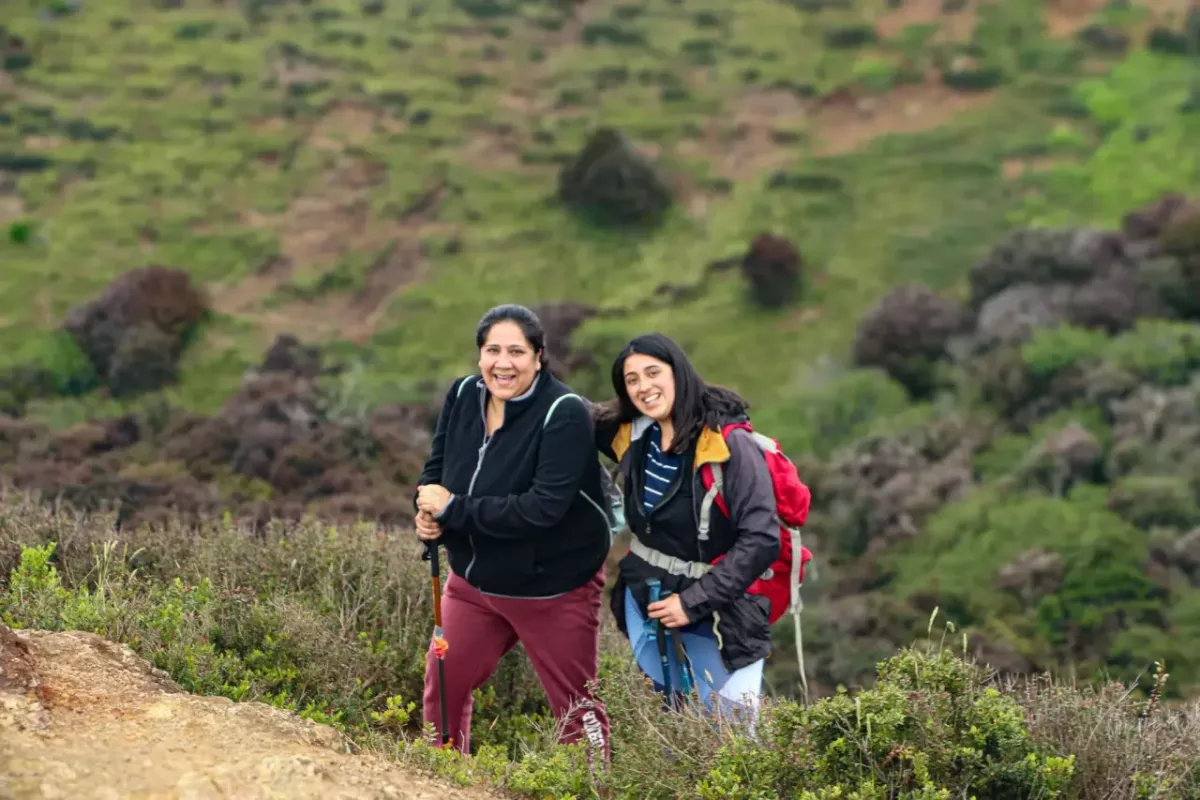 Two people walking  