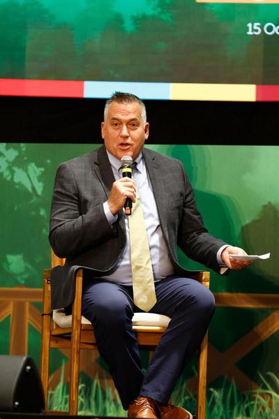 Dan Lambe, CEO of the Arbor Day Foundation, speaks on stage during the First International Green Cities Conference at FAO's headquarters in Rome, Italy. Dan Lambe, CEO of the Arbor Day Foundation, speaks on stage during the First International Green Cities Conference at FAO's headquarters in Rome, Italy.