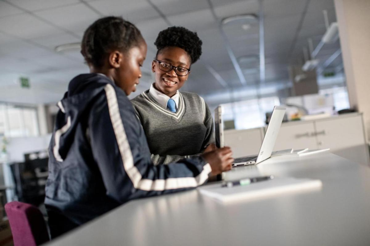 two students working together 