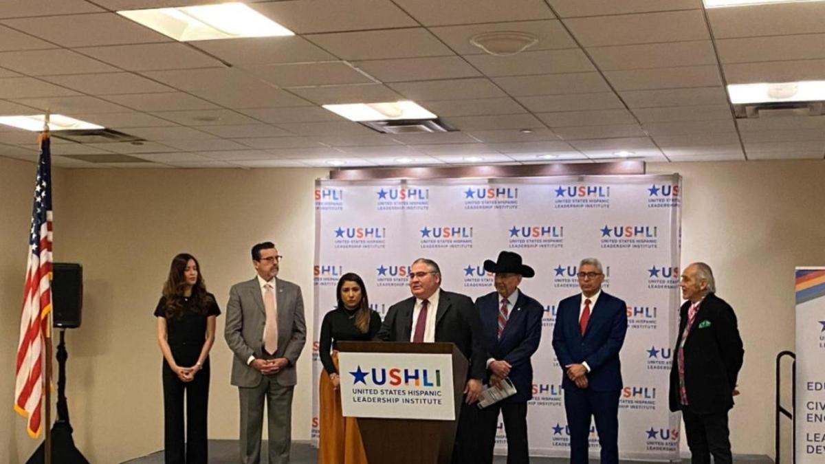 People stood on stage at the United States Hispanic Leadership Institute (USHLI) 2024 National Conference 