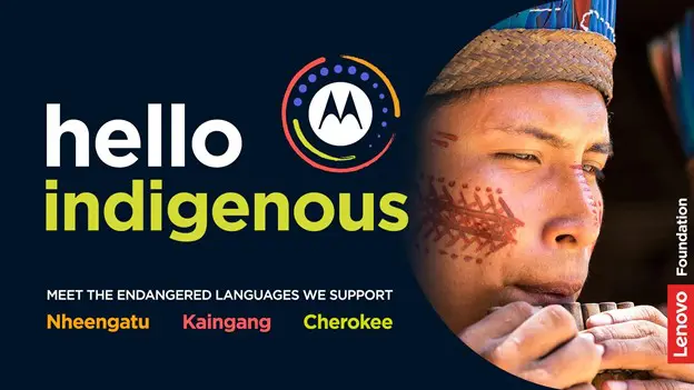 "hello indigenous" with image of indigenous person